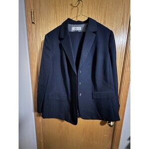Tahari Arthur S. Levine Blazer & Pant Suit Navy Pinstripe 2PC Set 22W Career